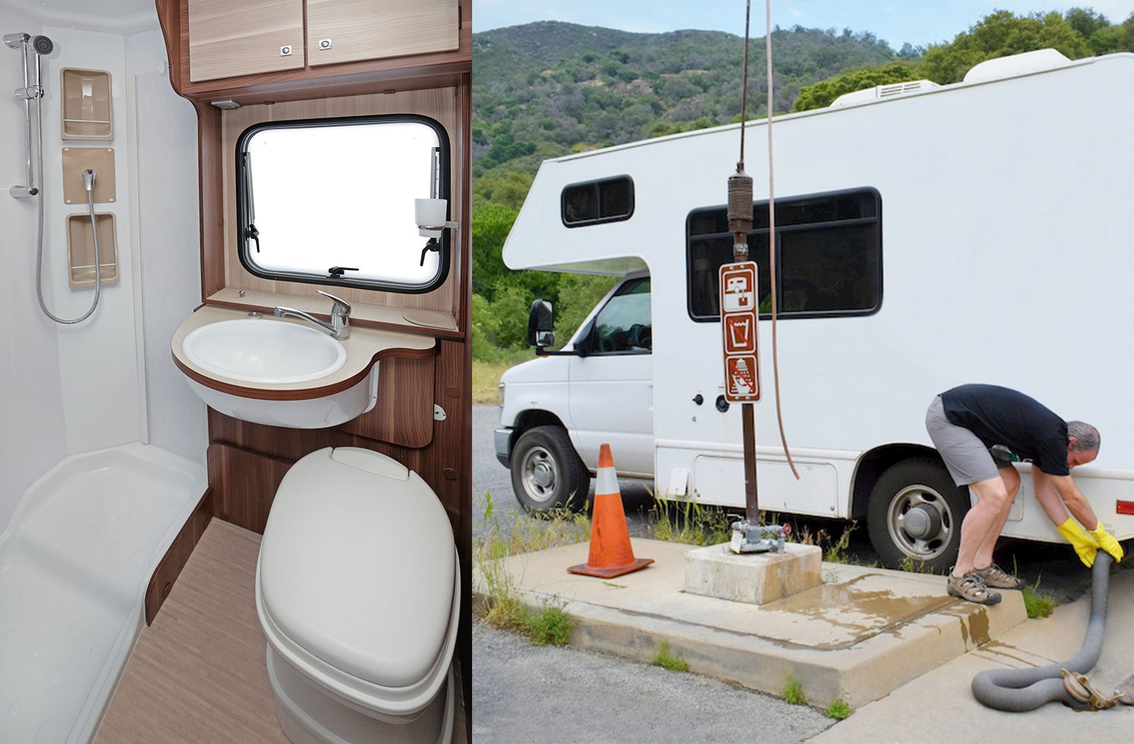 Portable RV/camper toilet and holding tank setup in Conyers, Georgia