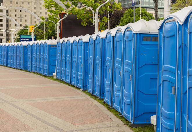 Seasonal porta potty units set up at a Conyers, Georgia venue