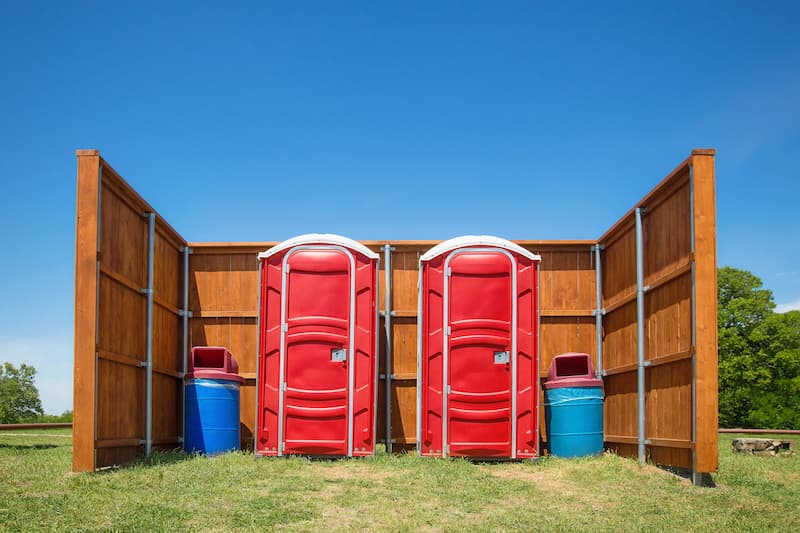 Short-term porta potty units staged for delivery in Conyers, Georgia